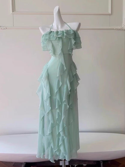 Sexy A-Linie aus der Schulter Blush Pink Chiffon Lange Ballkleider Partykleid 20. Geburtstag Outfits Abschlusskleider DH2119
