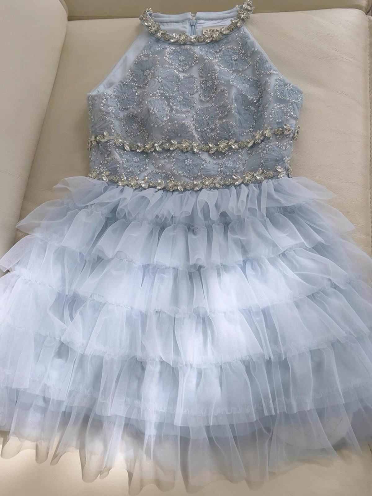 Modest A Line Jewel Neck Light Sky Blue Tulle Formal 8th Grade Homecoming Dress High School Short 18th Birthday Outfits Graduation Dress Hoco Dresses DH2199