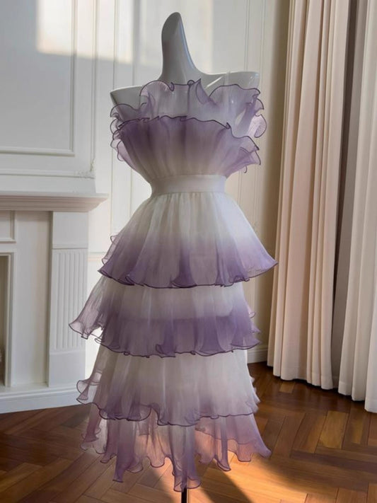 Modest Ball Gown Strapless Ombre Grape Formal Homecoming Dress Middle School Short 21st Birthday Outfits Graduation Dress Cocktail Dresses DH2180