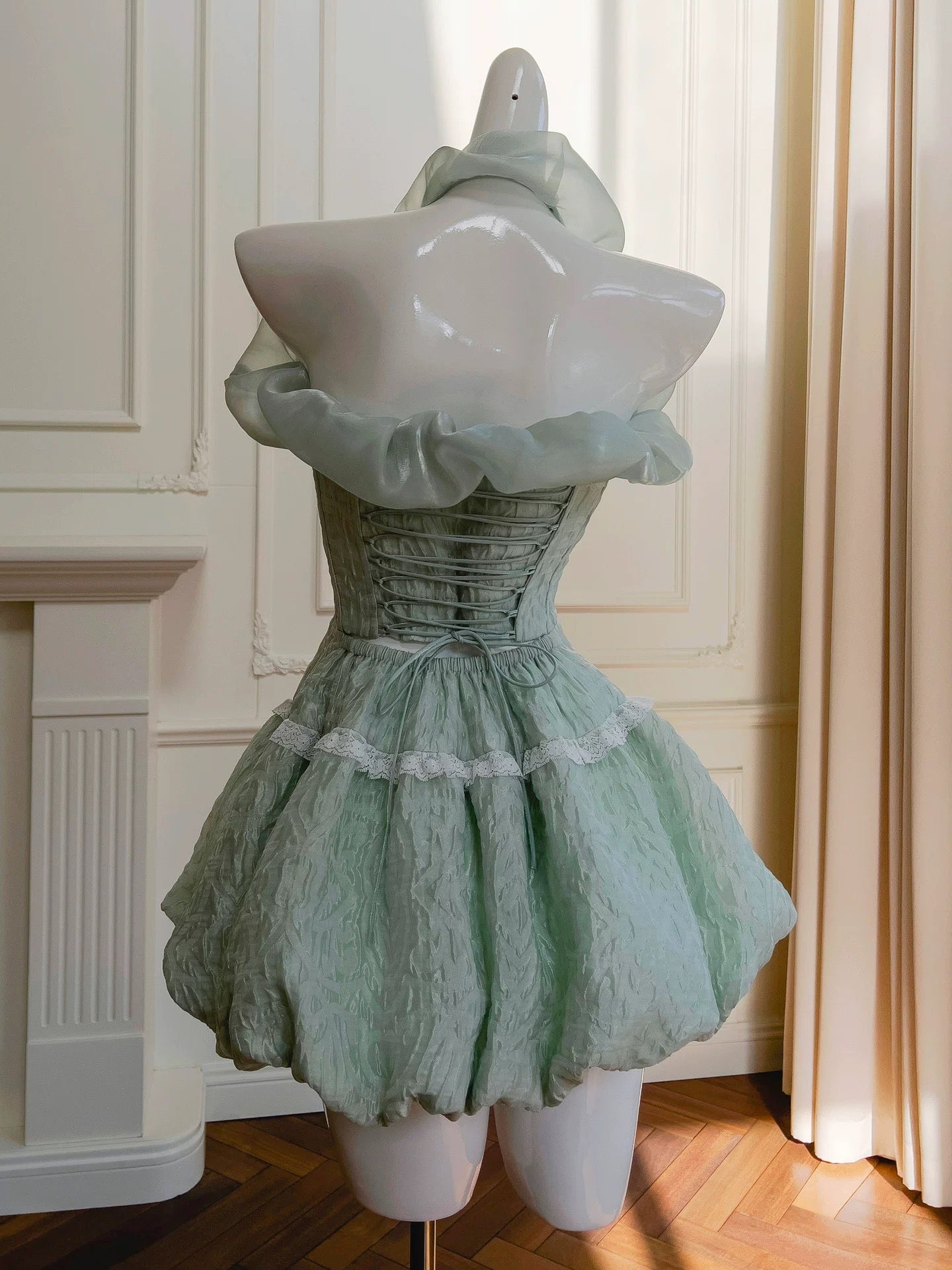 Cute Ball Gown Light Green Satin Formal Short Mini Homecoming Dress Middle School 20th Birthday Outfits Graduation Dress Cocktail Dresses DH2184