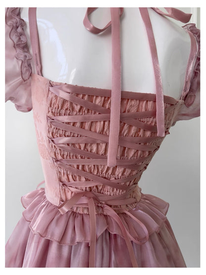 Cute Ball Gown Square Neck Pink Corset Back Mini Short Formal Cocktail Dress Homecoming Dresses Summer Middle School Hoco Dress Homecoming Outfits 19th Birthday Outfit DH2191