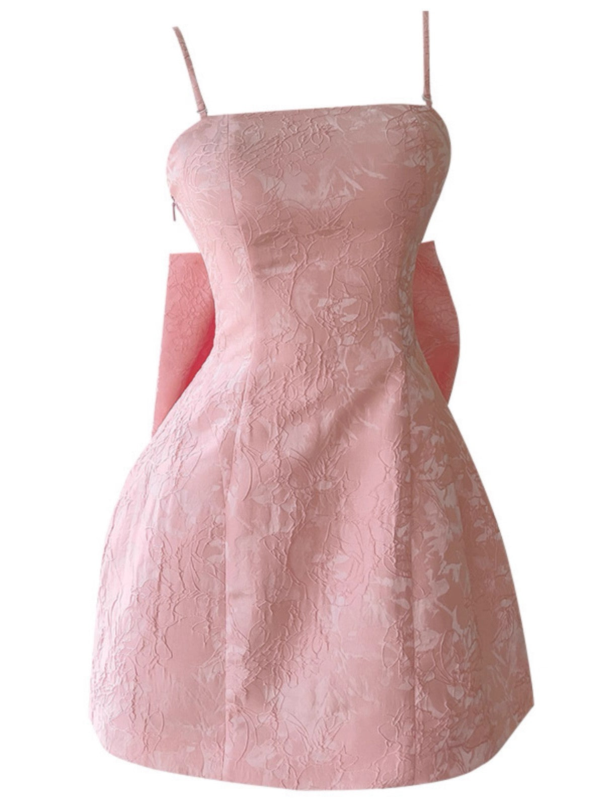Aesthetic A line Spaghetti Straps Pink Floral Printed Pattern Formal Mini Homecoming Dress Short Cocktail Outfits Graduation Dress Hoco Dress DH2195