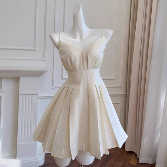Aesthetic A Line Spaghetti Straps Satin Mini Formal Homecoming Dress Short Cocktail Outfits Graduation Dress Hoco Dress DH2204