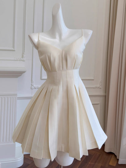 Aesthetic A Line Spaghetti Straps Satin Mini Formal Homecoming Dress Short Cocktail Outfits Graduation Dress Hoco Dress DH2204