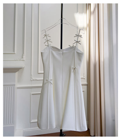 Pretty A Line Spaghetti Straps White Short Formal Homecoming Dresses Middle School Short 21st Birthday Outfits Graduation Dress Mini Cocktail Dresses DH2295