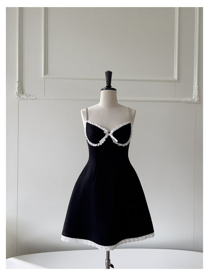 Pretty A Line Spaghetti Straps Black Satin Short Formal Homecoming Dresses Middle School Short 21st Birthday Outfits Graduation Dress Mini Cocktail Dresses DH2300