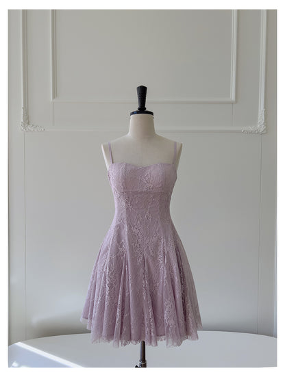 Pretty A Line Spaghetti Straps Pink Lace Short Formal Homecoming Dresses Middle School Short 21st Birthday Outfits Graduation Dress Mini Cocktail Dresses DH2302