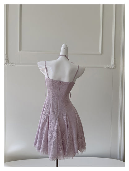 Pretty A Line Spaghetti Straps Pink Lace Short Formal Homecoming Dresses Middle School Short 21st Birthday Outfits Graduation Dress Mini Cocktail Dresses DH2303