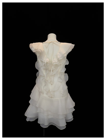 Pretty A line V Neck Ivory Chiffon Short Formal Homecoming Dresses Middle School Short 21st Birthday Outfits Graduation Dress Mini Cocktail Dresses DH2306