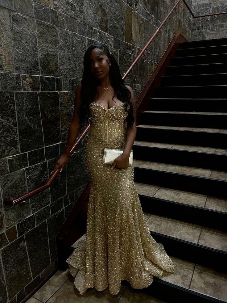 Sparkly Mermaid Sweetheart Gold Pailletten Lange Abendkleider Abendkleid Besondere Abendkleider Ballkleid DH2335