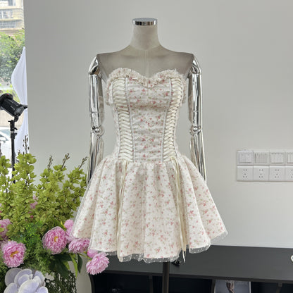 Modest A line Sweetheart Floral Blue Short Formal Homecoming Dress Middle School Short 18th Birthday Outfits Graduation Dress Cocktail Dresses DH2461