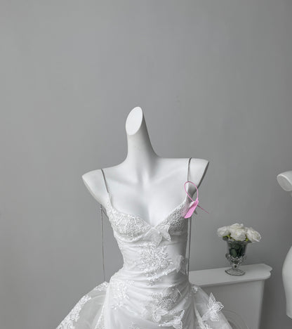 Pretty A line Spaghetti Straps White Lace Formal Homecoming Dresses Short 16th Birthday Outfits Graduation Dress Mini Cocktail Dresses DH2464