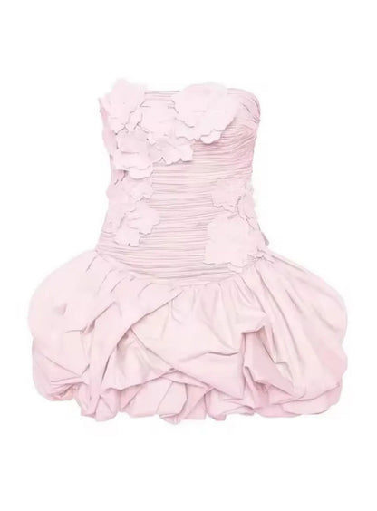 Modest Ball Gown Strapless Satin Lace Formal Homecoming Dresses Short 16th Birthday Outfits Graduation Dress Mini Hoco Dresses DH2540
