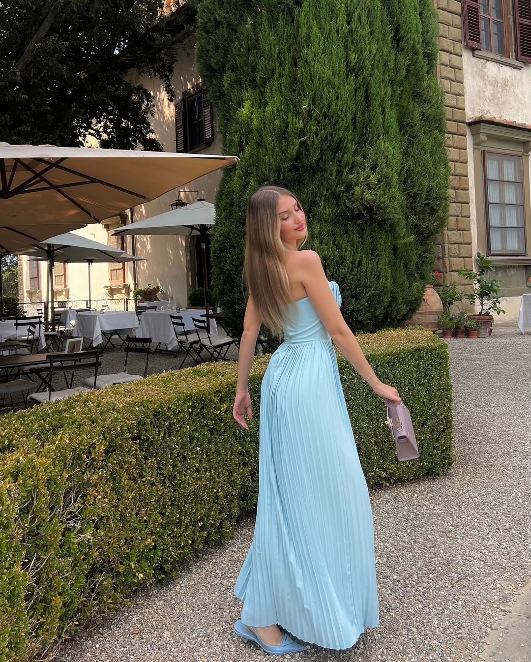 Elegante A-Linie Herzausschnitt Blau Chiffon Lange Ballkleider Partykleid 21. Geburtstag Outfits Abschlusskleider DH2549