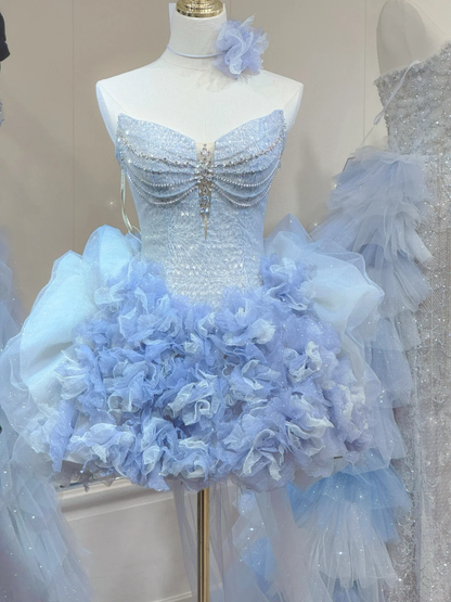 Süßes Ballkleid Sweetheart Hellhimmelblau Tüll Kurzes Mini Formale 8. Klasse Homecoming Kleider Mittelschule Cocktailkleid Hoco Outfits DH2558