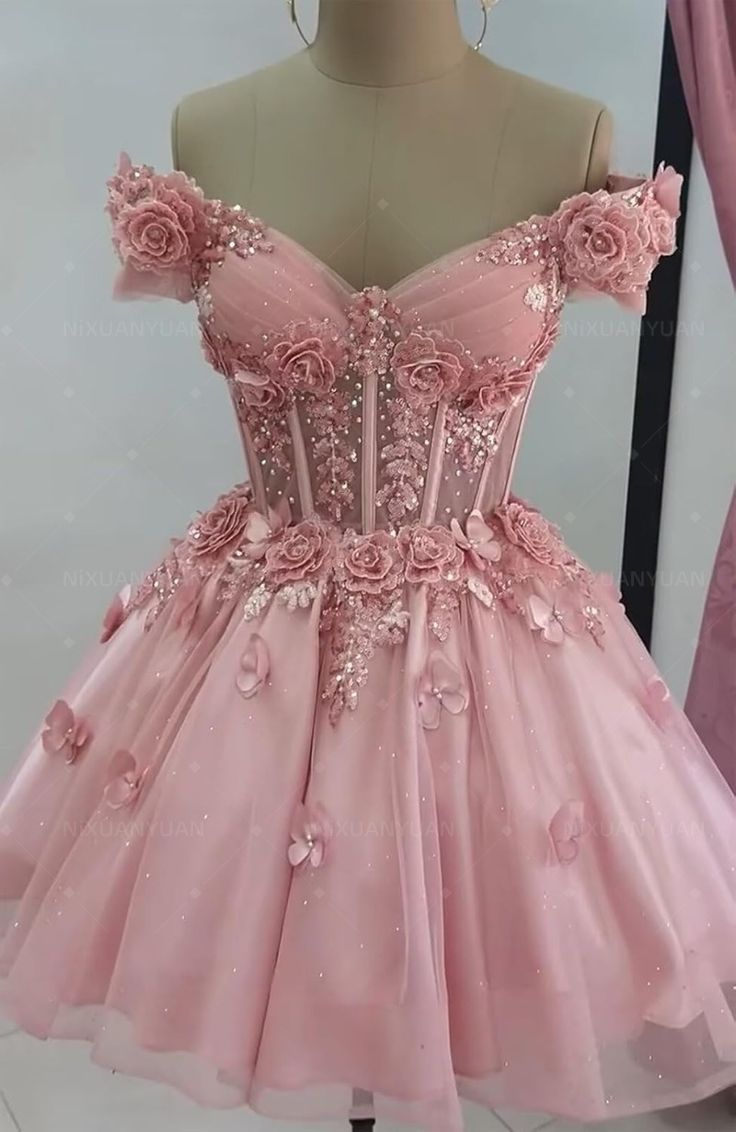 Modest Ball Gown Off The Shoulder Blush Pink Tulle Formal Homecoming Dresses 8th Grad Dance Graduation Dress Short Hoco Dresses DH2596
