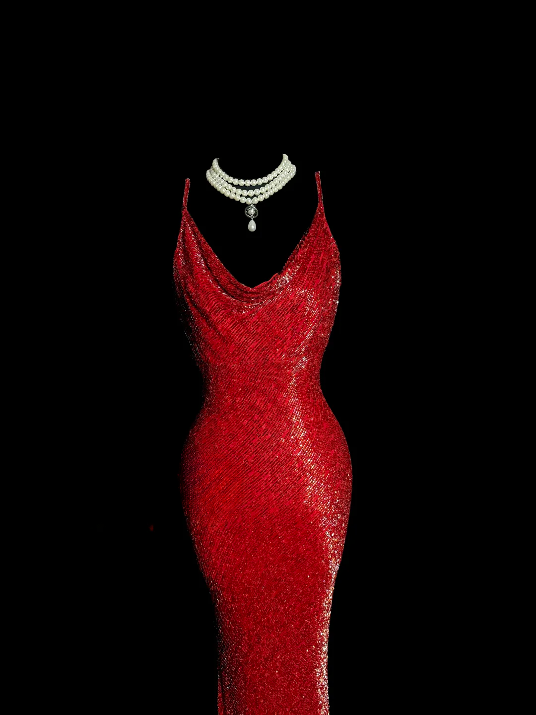 Robe de bal longue style sirène vintage à bretelles spaghetti et paillettes rouges, tenue de soirée pour 18e anniversaire, robe de remise de diplôme, DH2645
