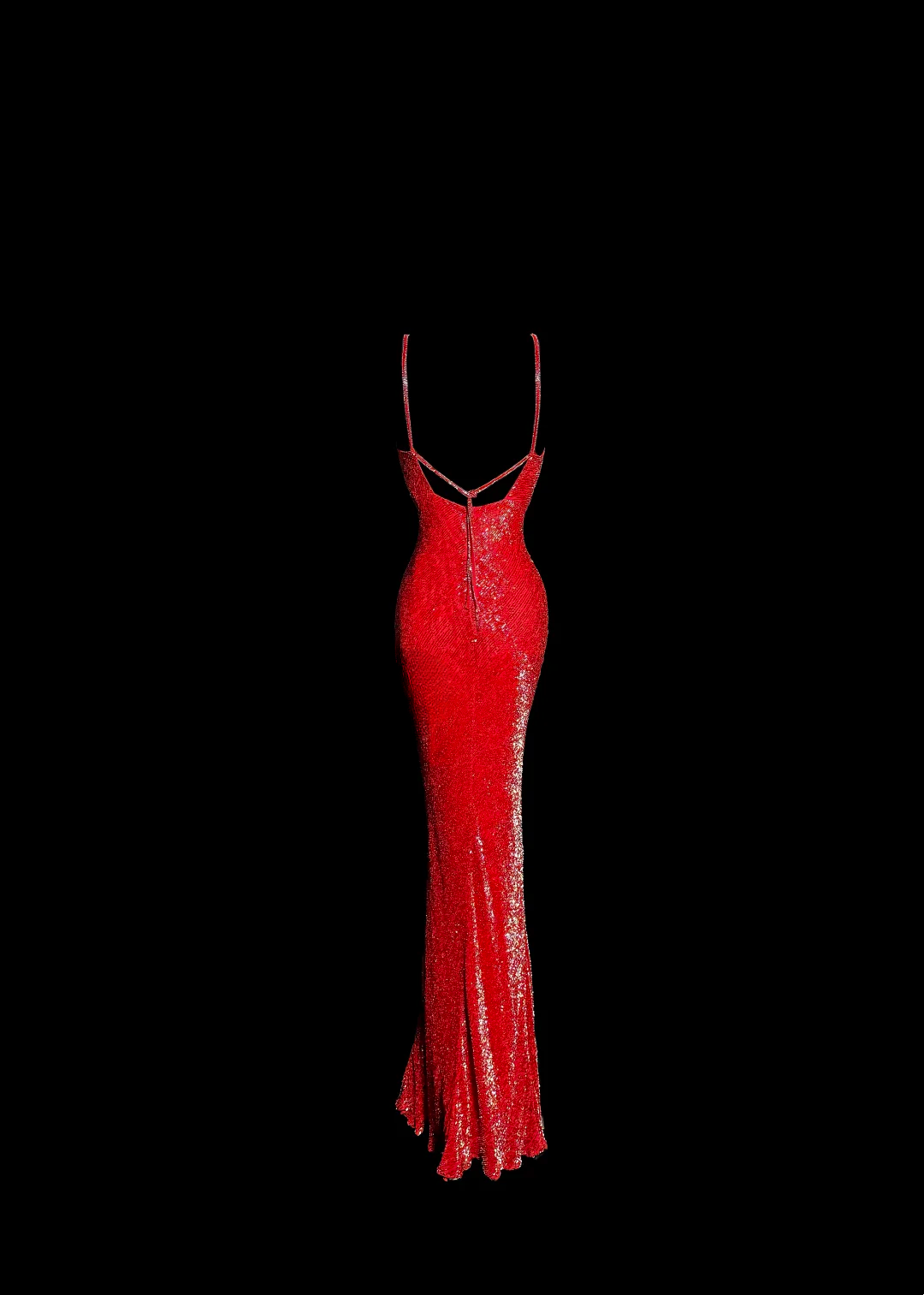 Robe de bal longue style sirène vintage à bretelles spaghetti et paillettes rouges, tenue de soirée pour 18e anniversaire, robe de remise de diplôme, DH2645