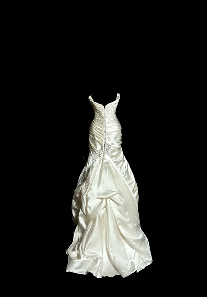 Retro Brautkleid Meerjungfrau Schatz Elfenbein Satin Langes Hochzeitskleid Retro Brautkleider Bescheidene Brautkleider DH2645