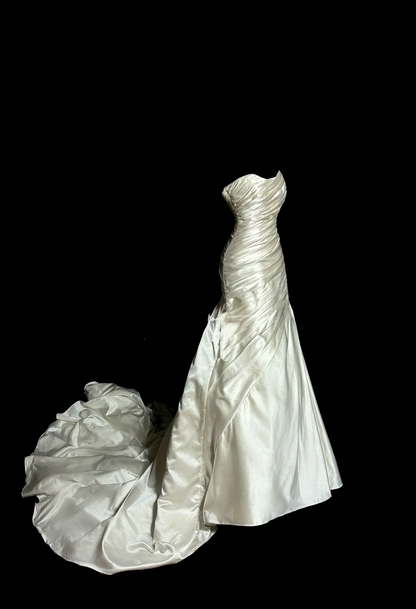Retro Brautkleid Meerjungfrau Schatz Elfenbein Satin Langes Hochzeitskleid Retro Brautkleider Bescheidene Brautkleider DH2645