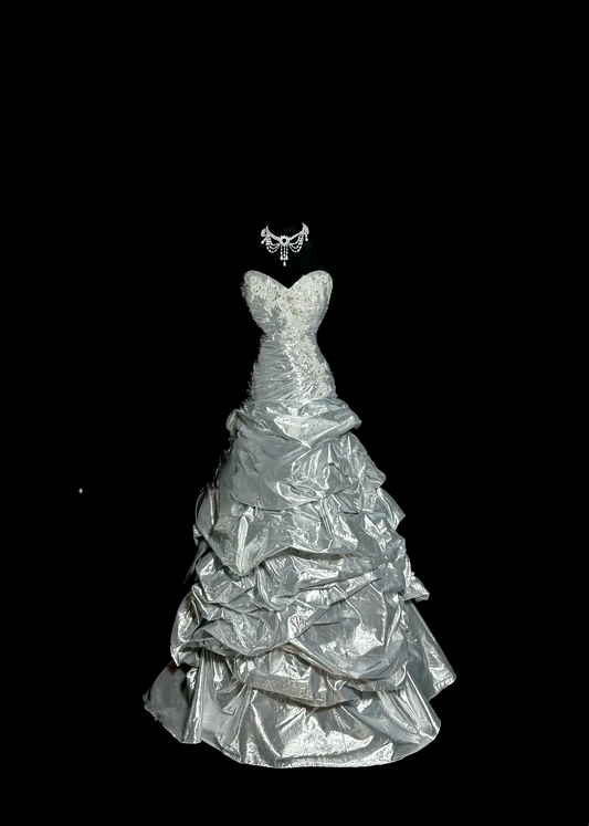 Elegantes Ballkleid Sweetheart Silber Satin Lange Ballkleider Partykleid 18. Geburtstag Outfits Abschlusskleider DH2650