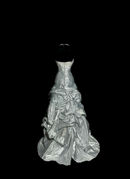 Elegantes Ballkleid Sweetheart Silber Satin Lange Ballkleider Partykleid 18. Geburtstag Outfits Abschlusskleider DH2650