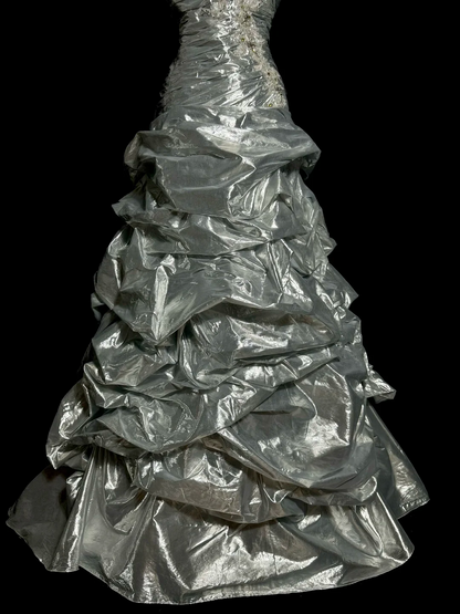 Elegantes Ballkleid Sweetheart Silber Satin Lange Ballkleider Partykleid 18. Geburtstag Outfits Abschlusskleider DH2650