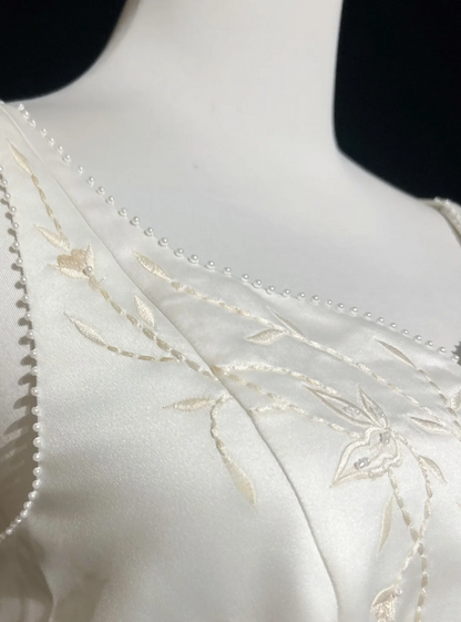 Robe de mariée vintage, robe de bal carrée, robe de mariée longue en satin ivoire, robes de mariée rétro, robes de mariée modestes DH2651