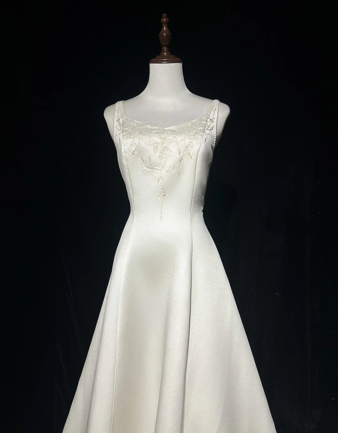 Robe de mariée vintage, robe de bal carrée, robe de mariée longue en satin ivoire, robes de mariée rétro, robes de mariée modestes DH2651