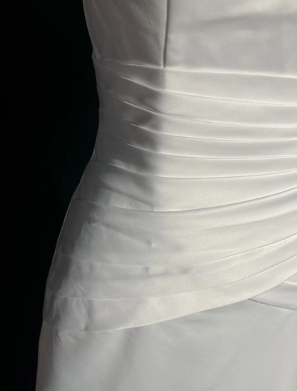 Robe de mariée vintage trapèze, col en V, perles blanches, longue, en satin, style rétro, robes de mariée modestes, DH2653