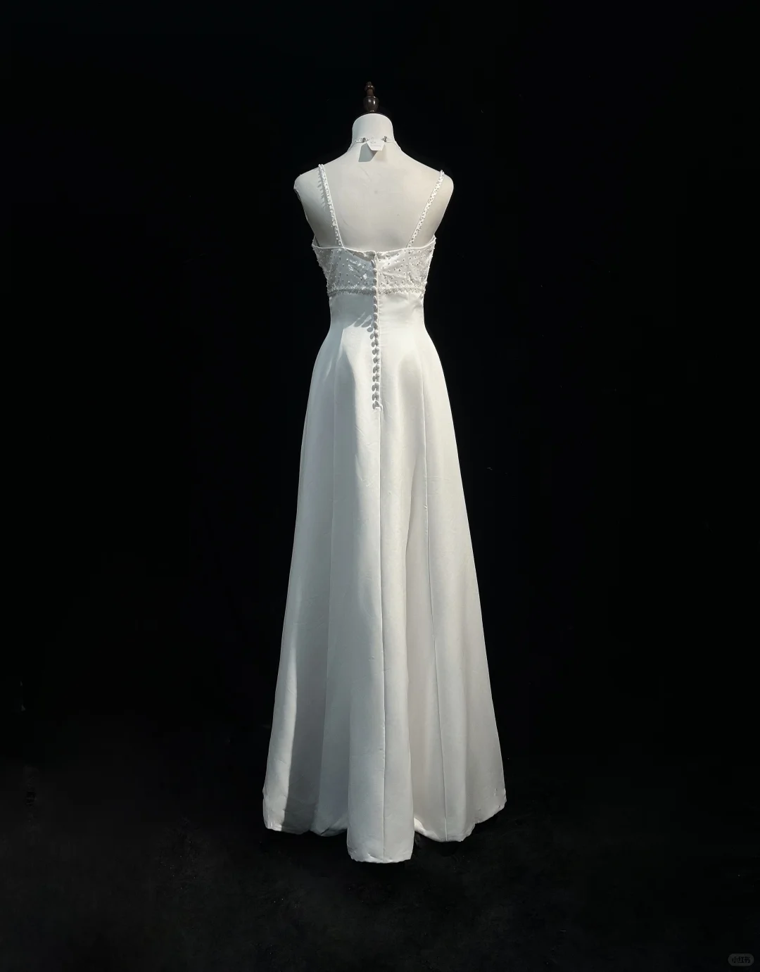 Robe de mariée vintage trapèze à bretelles spaghetti en satin blanc et perles, robe de mariée longue, style rétro, robes de mariée modestes, DH2666