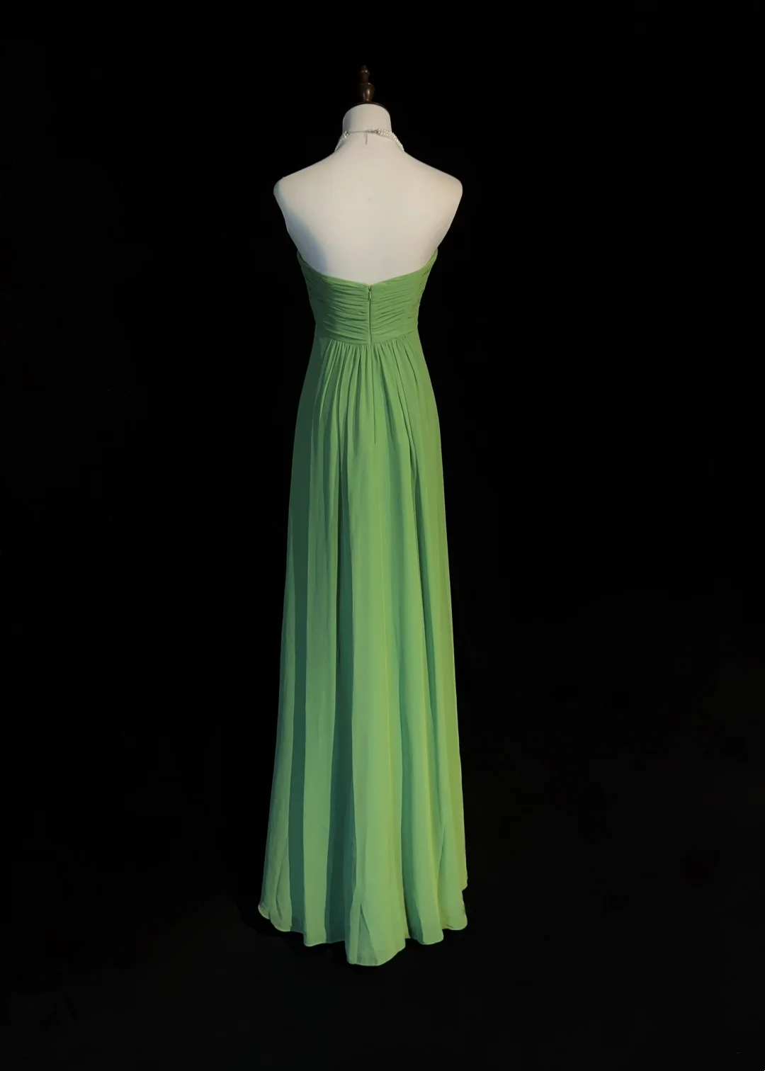 Retro A-Linie Herzausschnitt Grün Chiffon Ärmellos Plissee Lange Ballkleider Partykleid 21. Geburtstag Outfits Abschlusskleider DH2668