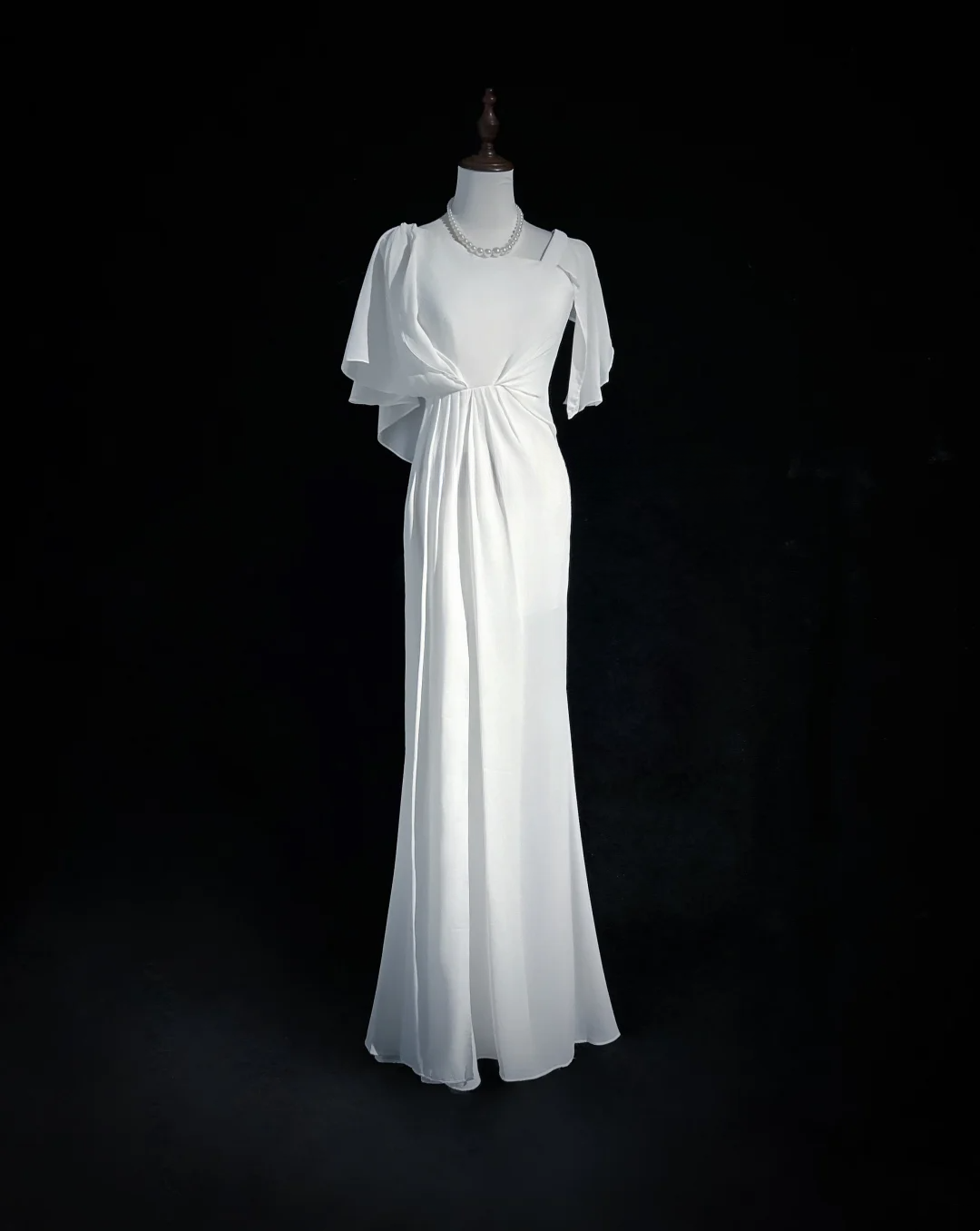 Robe de mariée vintage sirène col carré mousseline blanche longue robe de mariée robes de mariée rétro robes de mariée modestes DH2674