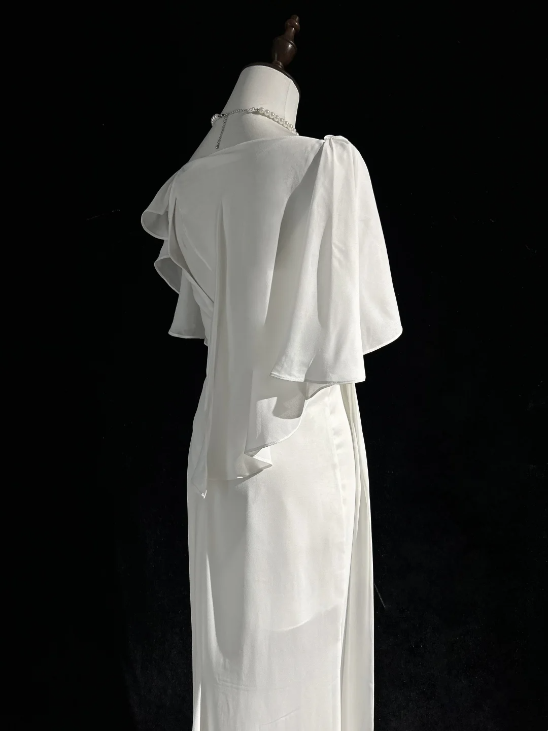 Robe de mariée vintage sirène col carré mousseline blanche longue robe de mariée robes de mariée rétro robes de mariée modestes DH2674