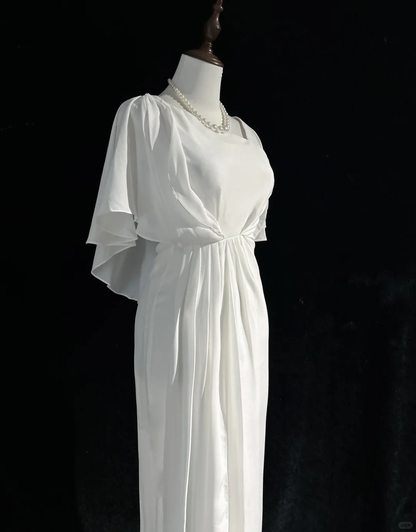 Robe de mariée vintage sirène col carré mousseline blanche longue robe de mariée robes de mariée rétro robes de mariée modestes DH2674