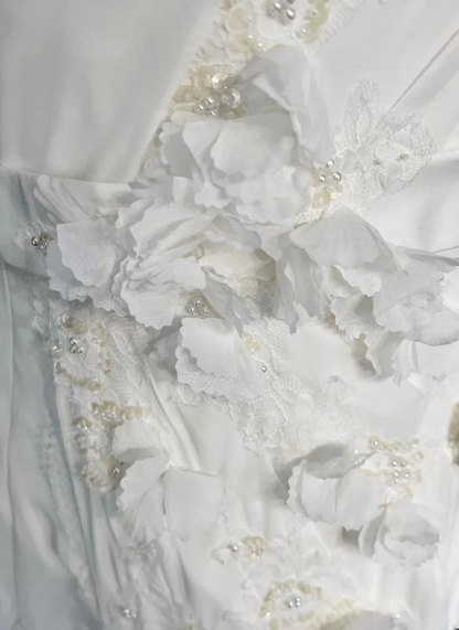 Robe de mariée vintage sirène asymétrique en mousseline de soie blanche, longue robe de mariée rétro, robes de mariée modestes DH2676