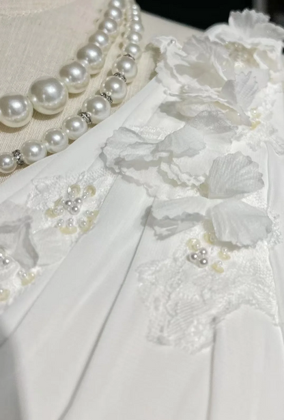 Robe de mariée vintage sirène asymétrique en mousseline de soie blanche, longue robe de mariée rétro, robes de mariée modestes DH2676