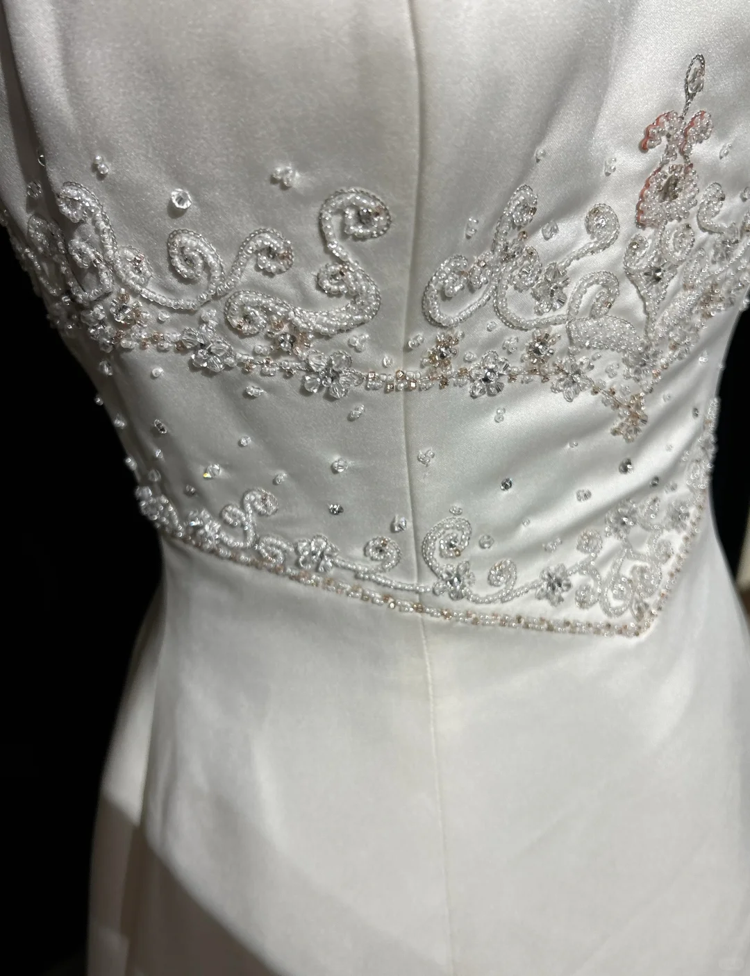 Robe de mariée vintage trapèze bustier en satin blanc, longue robe de mariée rétro, robes de mariée modestes DH2677
