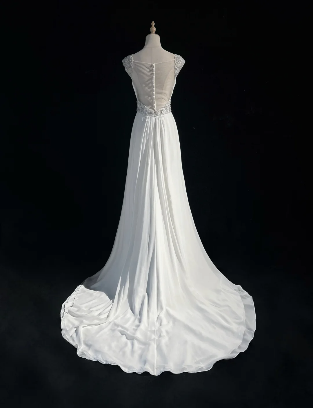 Robe de mariée vintage trapèze en mousseline de soie, décolleté en cœur, perles argentées, robe de mariée longue blanche, robes de mariée rétro, robes de mariée modestes DH2678