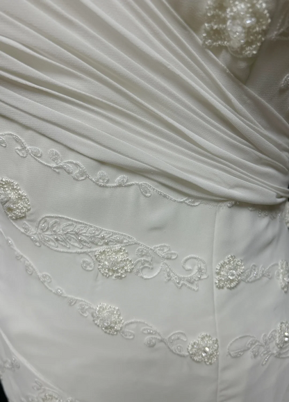 Robe de mariée vintage sirène bretelles spaghetti mousseline perles robe de mariée longue blanche robes de mariée rétro robes de mariée modestes DH2679