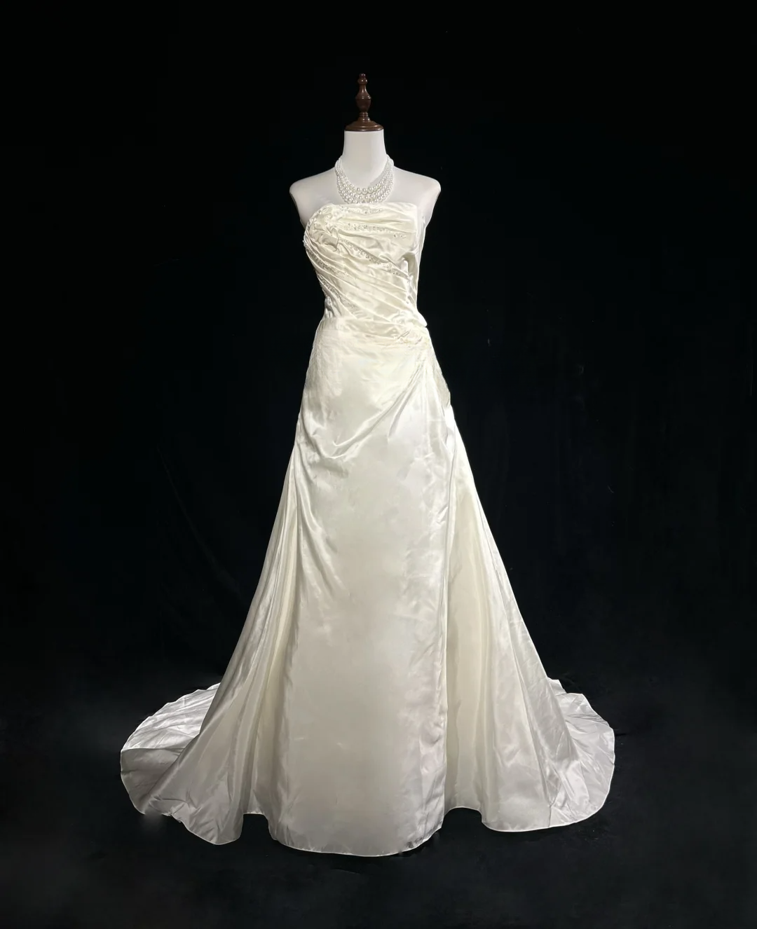 Robe de mariée vintage, robe de bal, bustier, satin ivoire, longue, style rétro, robes de mariée modestes, DH2680