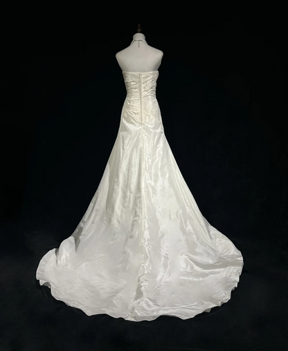 Robe de mariée vintage, robe de bal, bustier, satin ivoire, longue, style rétro, robes de mariée modestes, DH2680