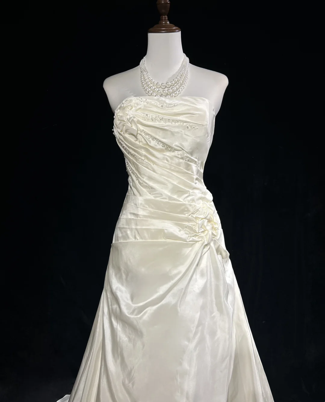 Robe de mariée vintage, robe de bal, bustier, satin ivoire, longue, style rétro, robes de mariée modestes, DH2680
