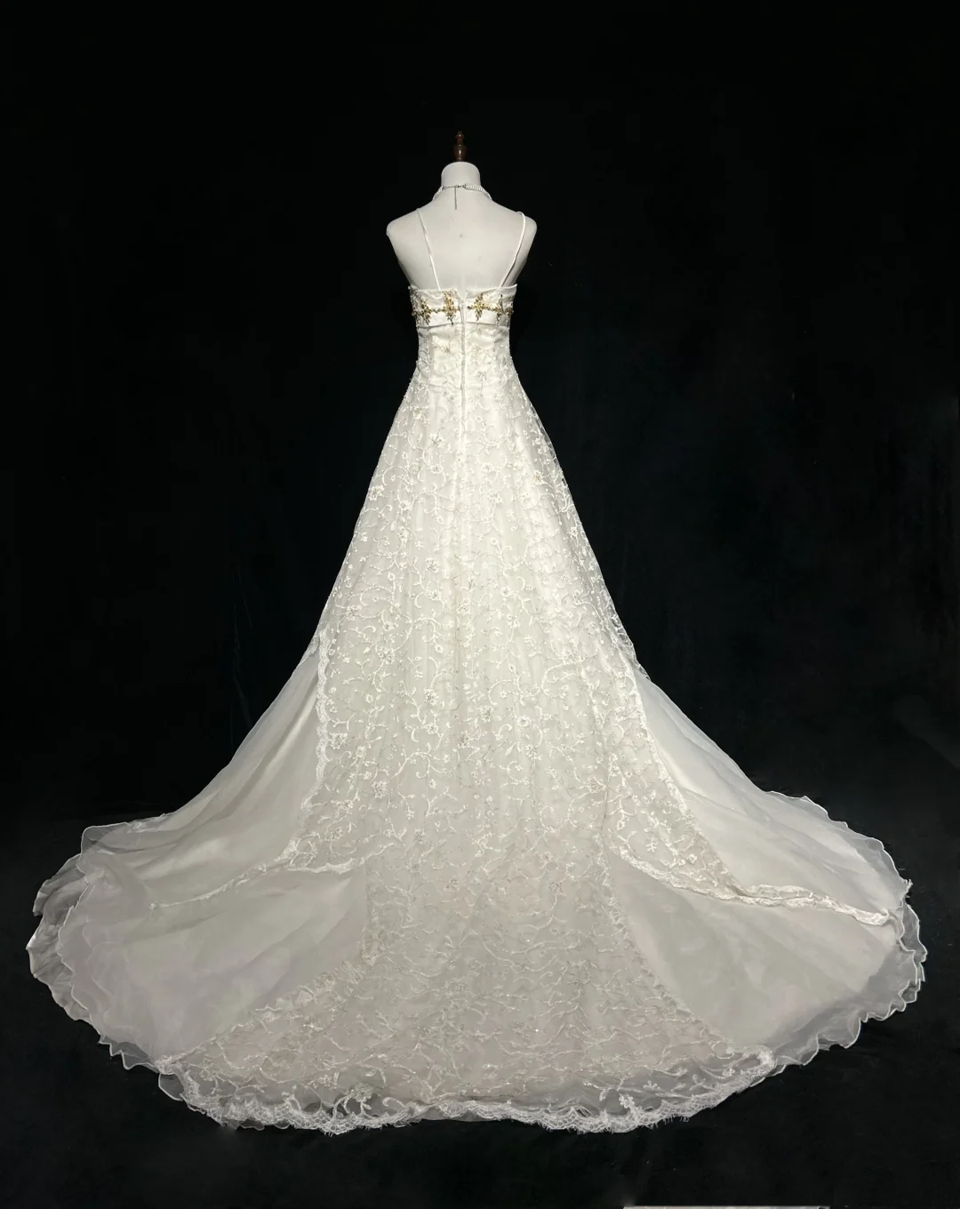 Robe de mariée vintage, robe de bal, bretelles spaghetti, dentelle, ivoire, longue, robes de mariée rétro, robes de mariée modestes, DH2681