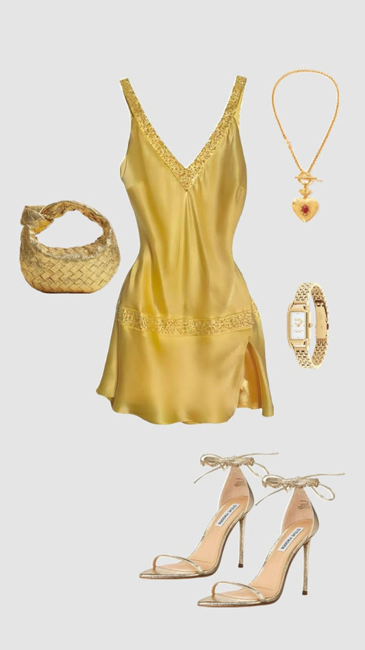 Vintage A line V Neck Satin Yellow Short Beads Formal Homecoming Dresses Short Dresses Party Graduation Dress Hoco Dresses DH2712