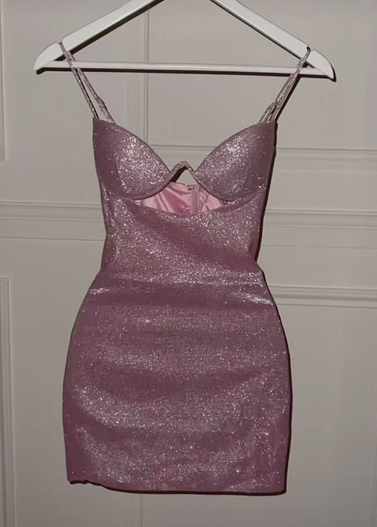 Pretty A line Spaghetti Straps Sequin Short Formal 8th Grade Homecoming Dresses Summer Middle School Hoco Dress 6th Grade Graduation Outfits DH330