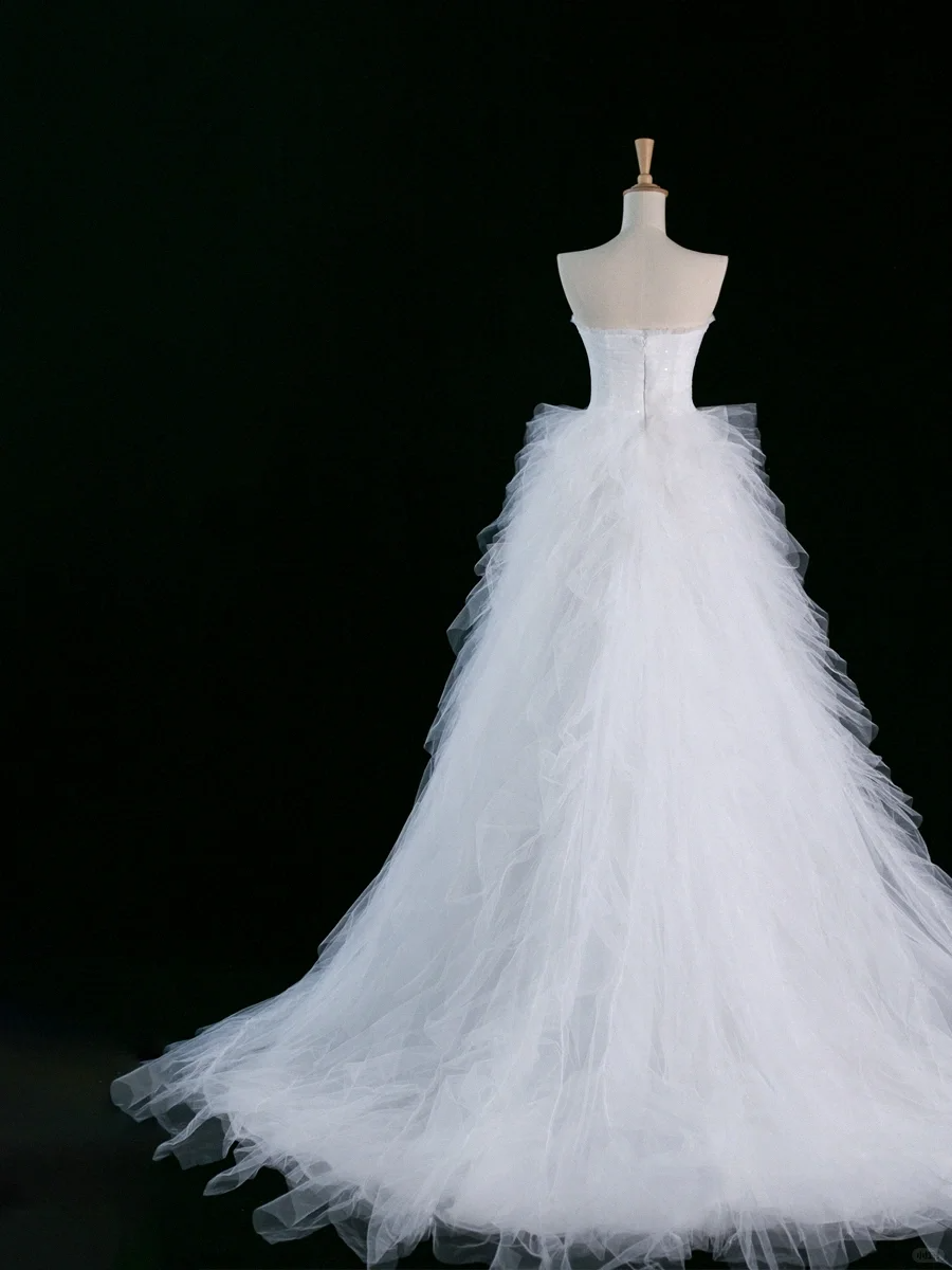 Robe de mariée élégante, robe de bal, décolleté en cœur, tulle blanc, robes de mariée longues d'été, robe de mariée DH345