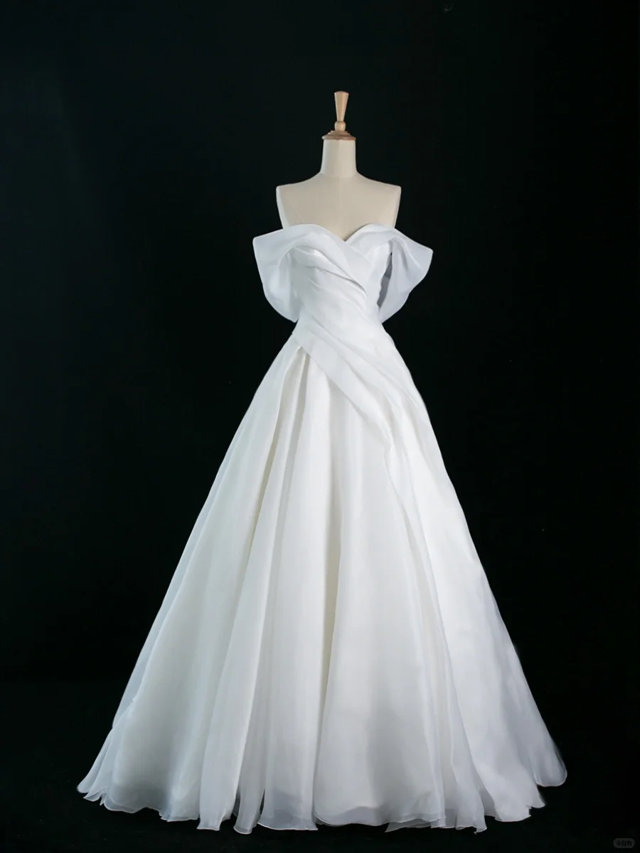 Hübsches Brautkleid Ballkleid aus der Schulter kurze Ärmel weiße lange Brautkleider Brautkleider Brautkleid DH346