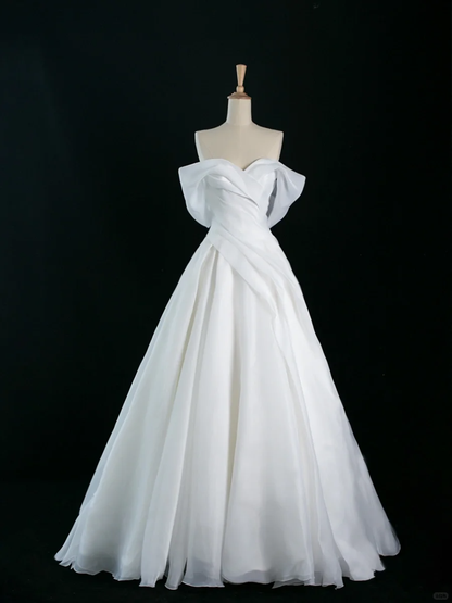 Hübsches Brautkleid Ballkleid aus der Schulter kurze Ärmel weiße lange Brautkleider Brautkleider Brautkleid DH346