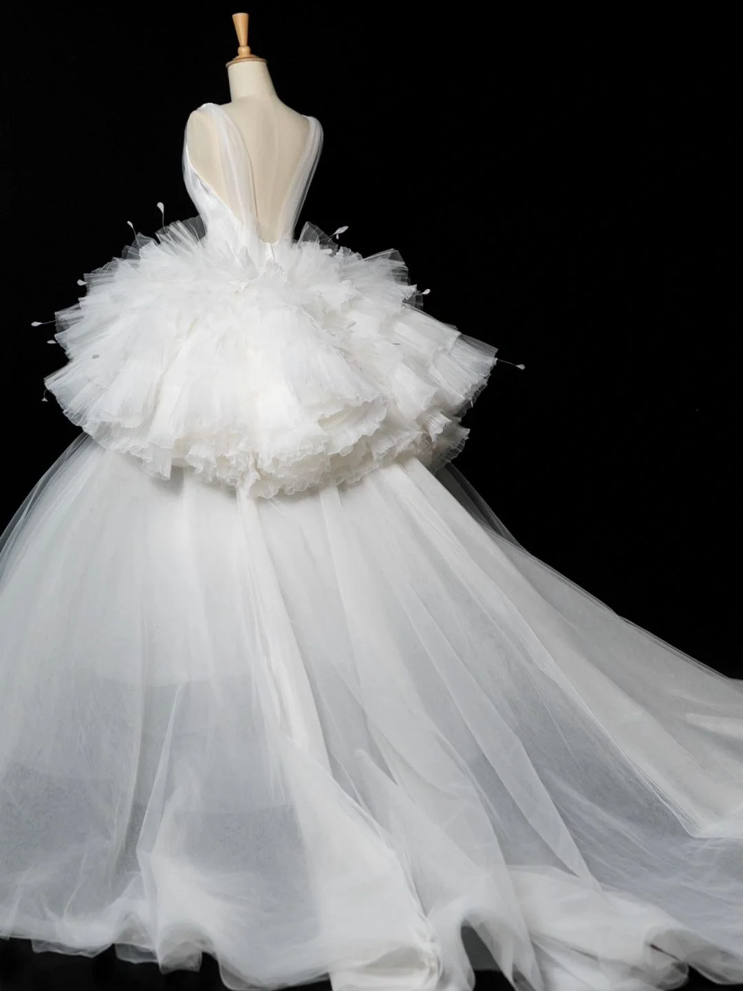 Elegantes Brautkleid Ballkleid V-Ausschnitt Weiß Tüll Sommer Lange Brautkleider Brautkleid Brautkleider DH348